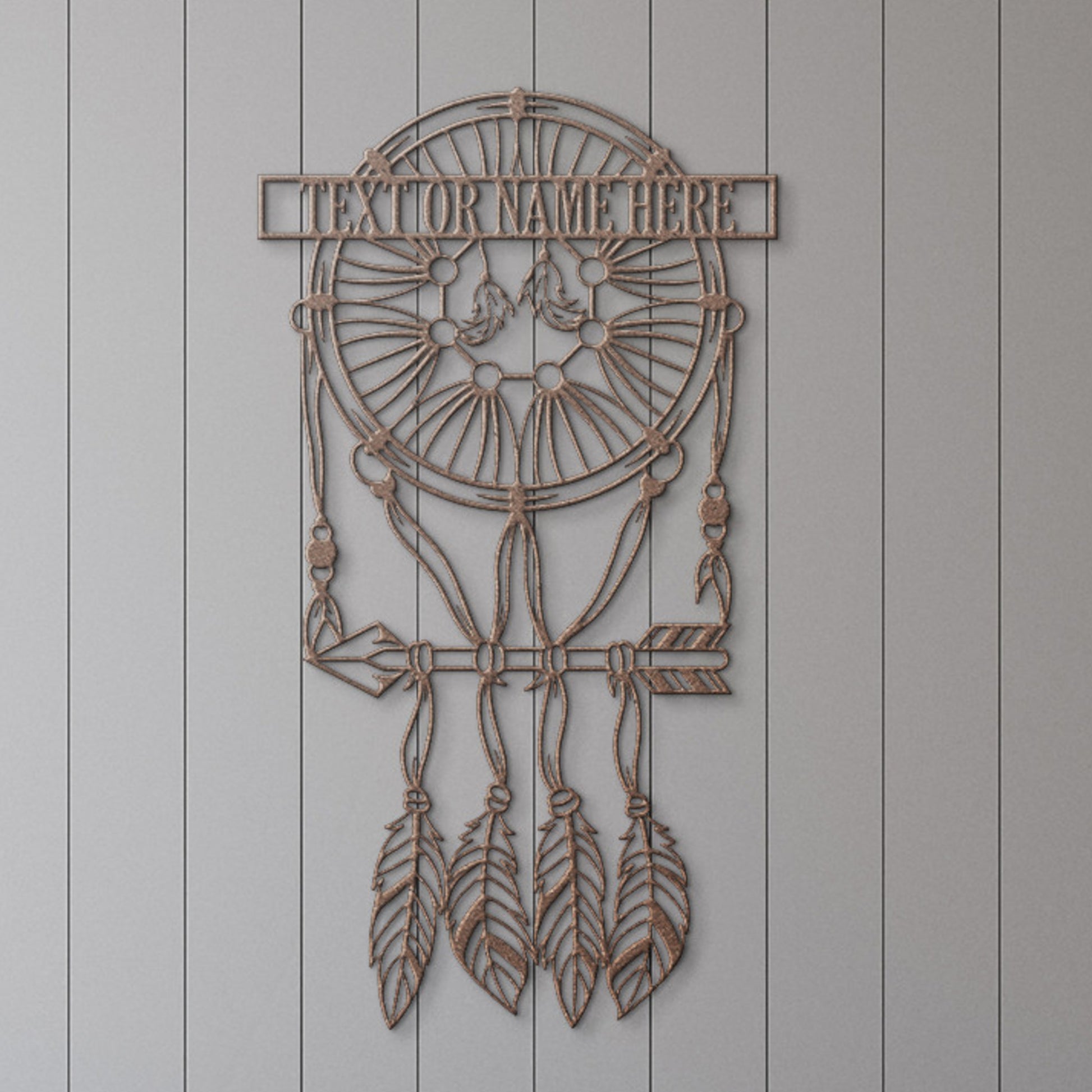 Personalized Dreamcatcher Arrow Metal Sign Gift, Custom Feather Dreamcatcher Name Steel Sign, Personalizable Dreamcatcher Name Monogram Gift