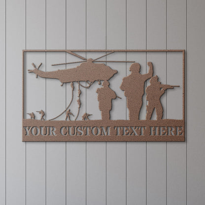 Personalized Army Helicopter Team Name Metal Sign. Custom US Military Portrait Gift. Pilot Aviation. To My US Veteran. Military Helicopter