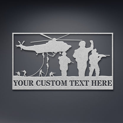 Personalized Army Helicopter Team Name Metal Sign. Custom US Military Portrait Gift. Pilot Aviation. To My US Veteran. Military Helicopter