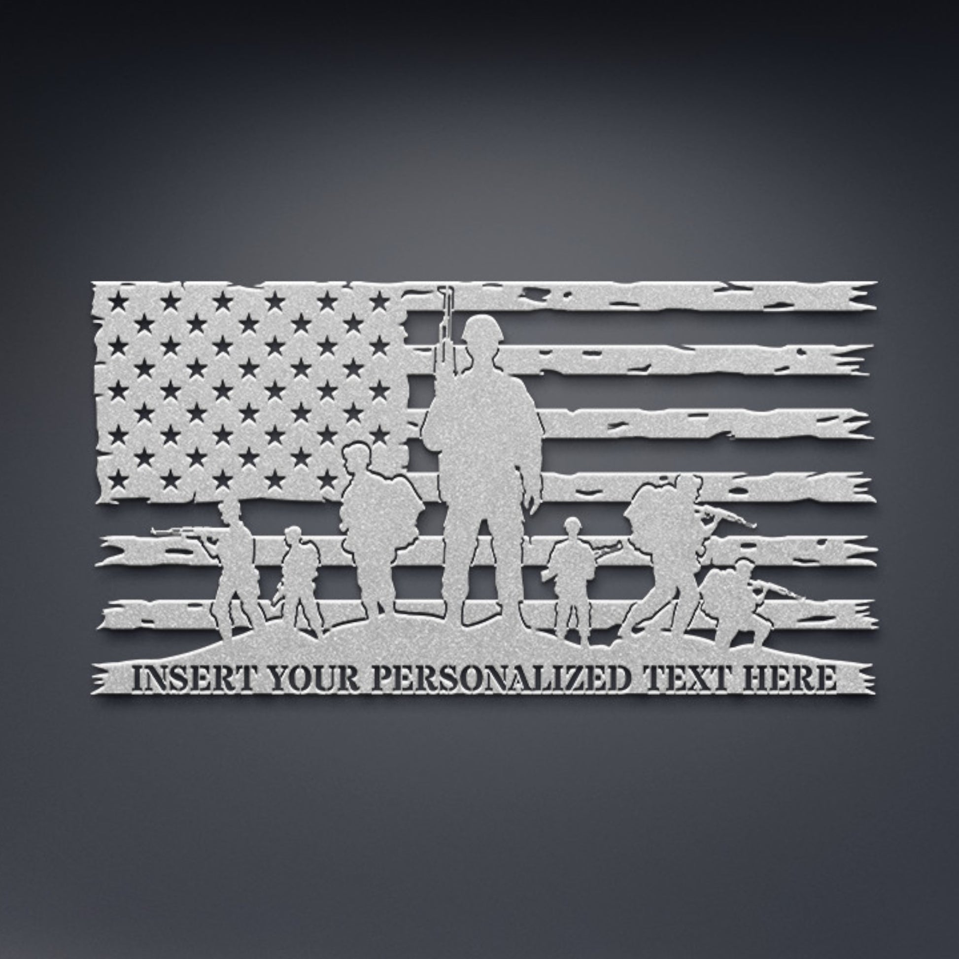 Personalized US Military Flag Metal Sign Gift. Custom American Military Decor. US Military Veteran Gift. Patriotic American Army Wall Decor