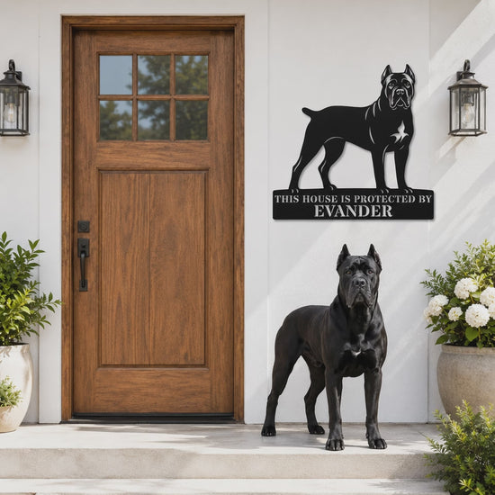 Personalized Cane Corso Guard Metal Sign. Custom Dog Protect Name Wall Decor