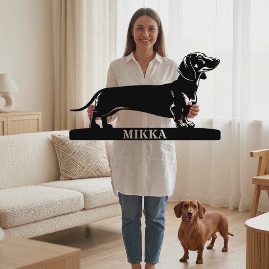 Personalized Dachshund Metal Sign. Custom Dog Owner Wall Decor Gift