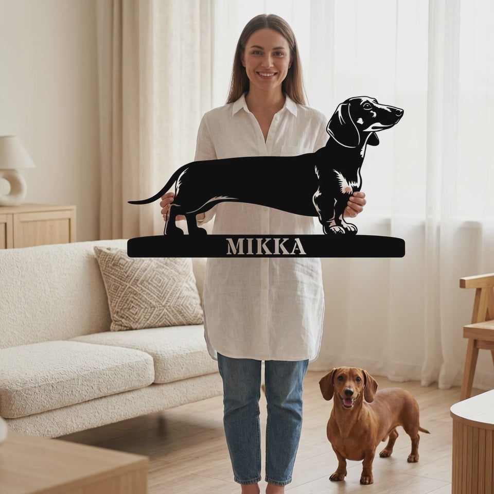 Personalized Dachshund Metal Sign. Custom Dog Owner Wall Decor Gift