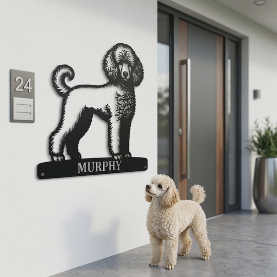 Personalized Poodle Dog Name Metal Sign. Custom Dog Owner Wall Decor Gift