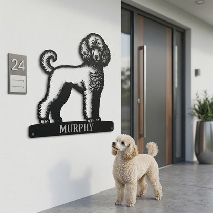Personalized Poodle Dog Name Metal Sign. Custom Dog Owner Wall Decor Gift