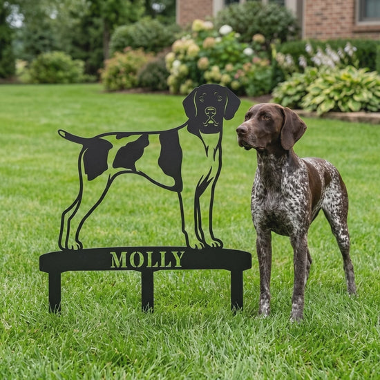 Personalized German Shorthaired Pointer Garden Metal Sign With Stakes