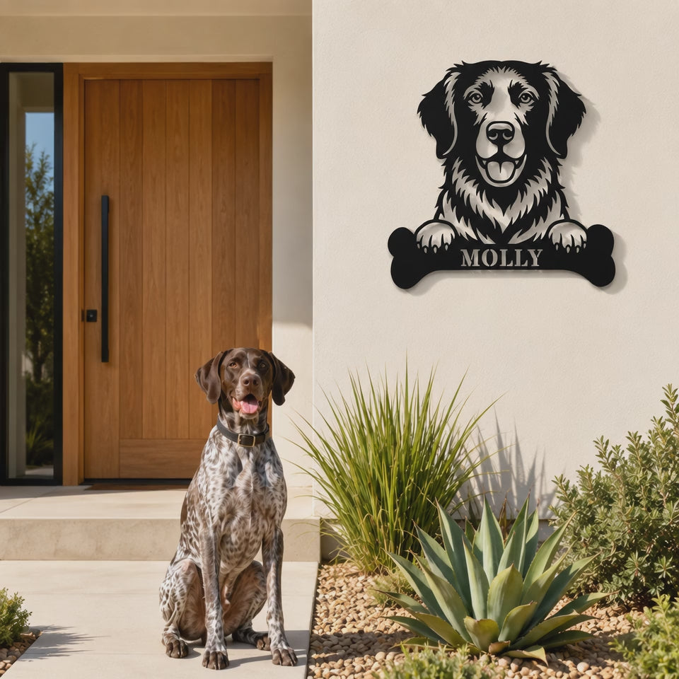 Personalized German Shorthaired Pointer With Bone Metal Sign