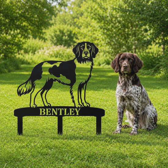 Personalized Small Munsterlander Garden Metal Sign With Stakes. Custom Dog Lover Name Gift