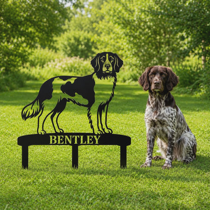 Personalized Small Munsterlander Garden Metal Sign With Stakes. Custom Dog Lover Name Gift