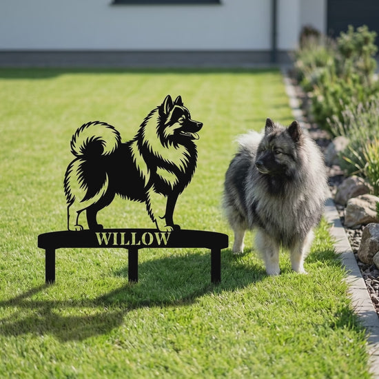 Personalized Wolfspitz Garden Metal Sign With Stakes. Custom Dog Keeshond Name Decor Name Gift