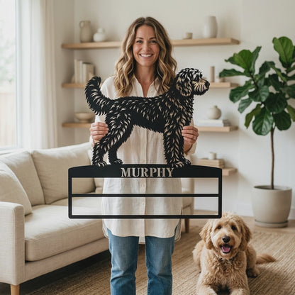 Personalized Doodle Rosette Metal Sign. Dog Champion Name Ribbon Display