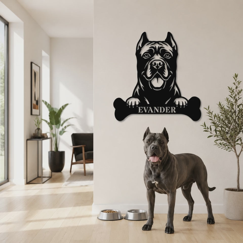 Personalized Cane Corso Dog Bone Name Metal Sign. Funny Custom Dog Wall Decor Gift