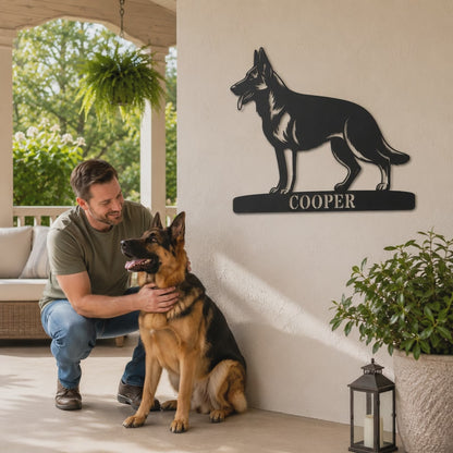 Personalized German Shepherd Name Metal Sign Gift. Custom Dog Owner Wall Decor Display