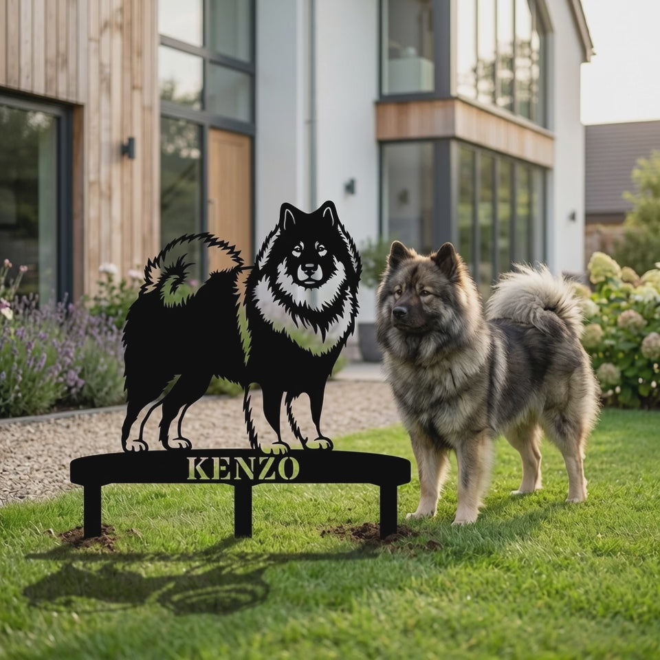 Personalized Eurasier Garden Metal Sign With Stakes. Custom Dog Lover Name Gift