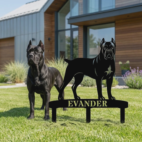 Personalized Cane Corso Garden Metal Sign With Stakes. Custom Dog Plaque Name Gift