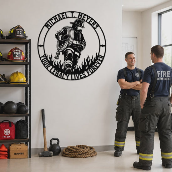Personalized Firefighter Award Name Metal Sign Gift. Custom Volunteer Wall Decor