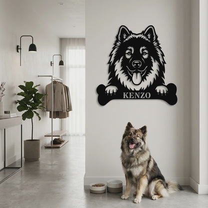 Personalized Eurasier With Bone Metal Sign Gift. Custom Dog Name Decor