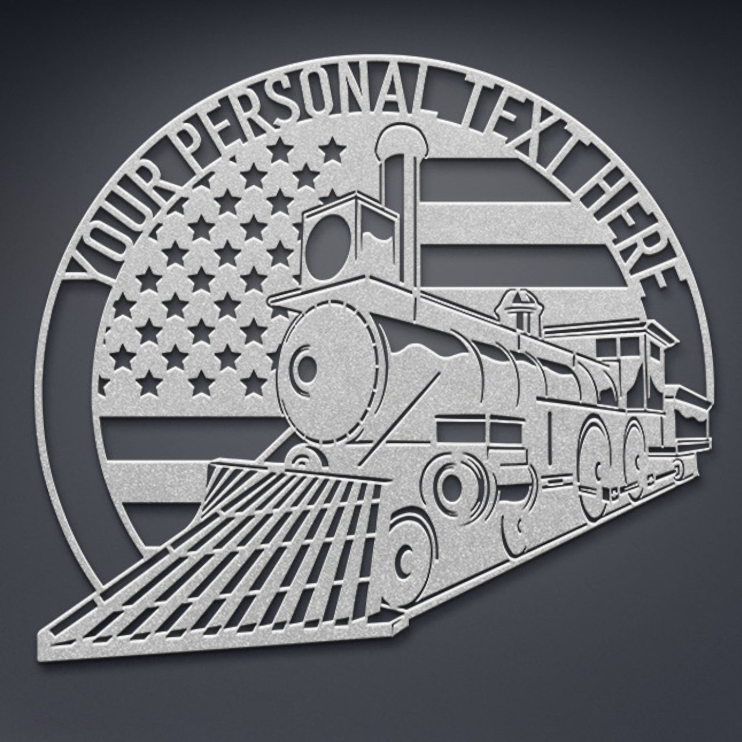 Personalized US Steam Train Metal Sign Gift. Locomotive Metal Wall Art Monogram, Custom Railroad Name Steel Sign. Steam Train Operator Gift