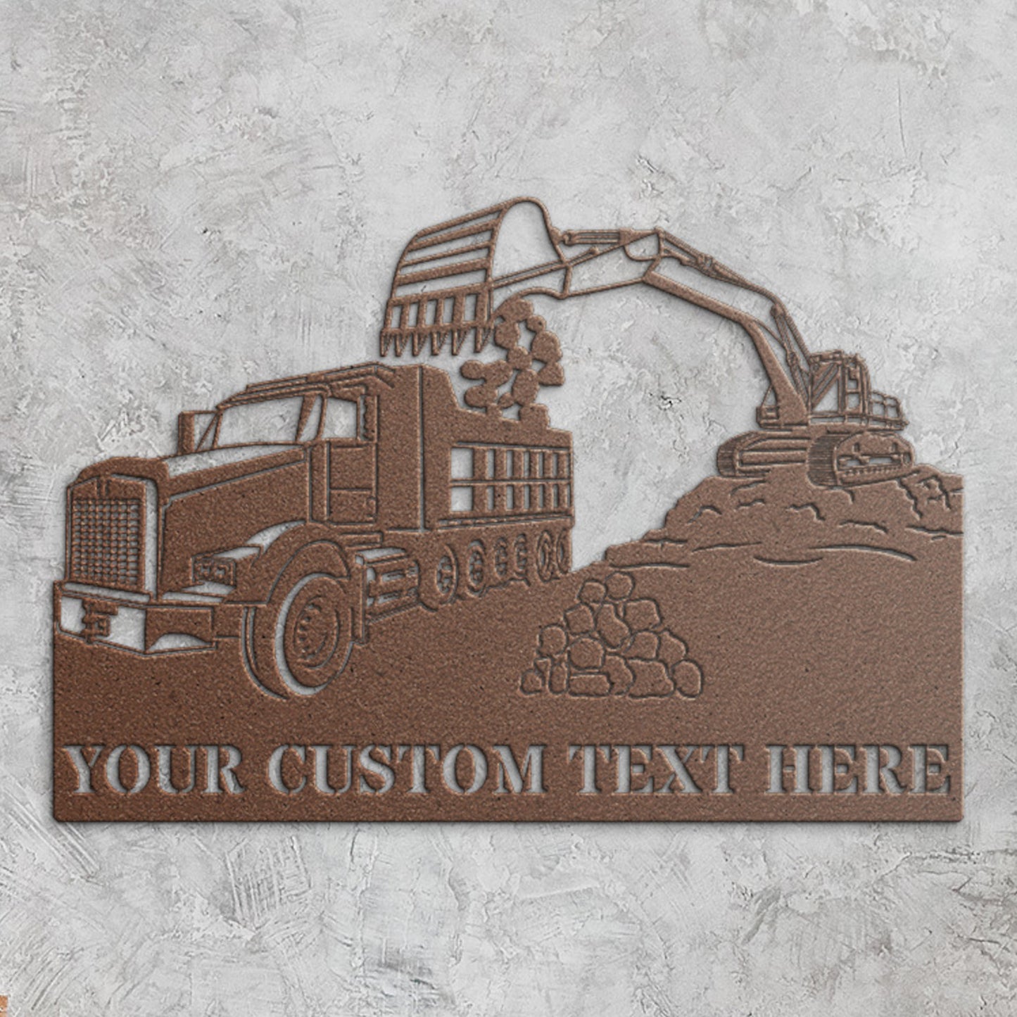 Personalized Excavator Loading Truck Metal Sign Gift. Custom Excavator Operator Wall Hanging. Truck Driver Wall Decor. Machine Operator Gift