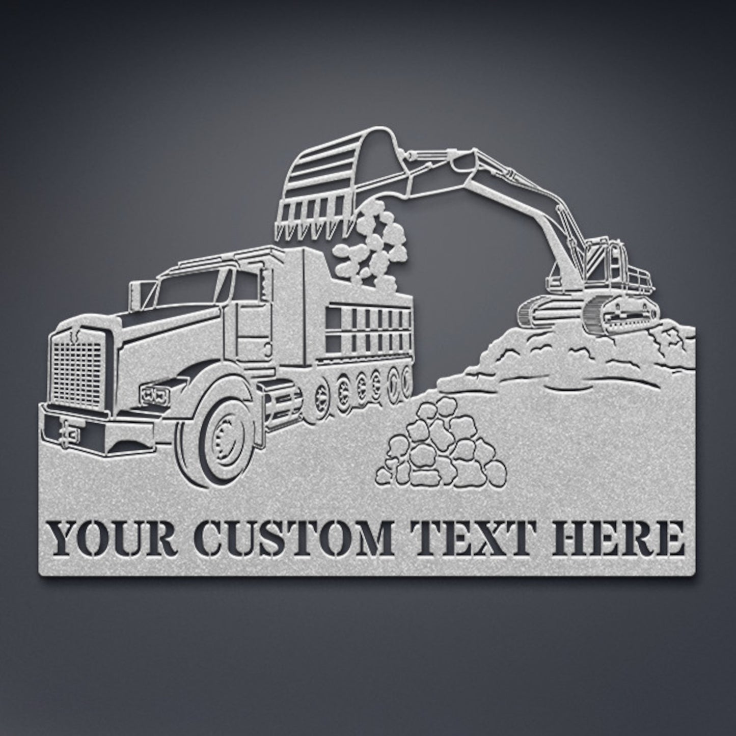 Personalized Excavator Loading Truck Metal Sign Gift. Custom Excavator Operator Wall Hanging. Truck Driver Wall Decor. Machine Operator Gift