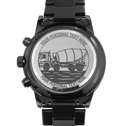 Personalized Cement Truck Driver Metal Wristwatch. Custom Construction Worker Gift. Personal Lorry Driver Gift. Custom Jewelry Gift For Him