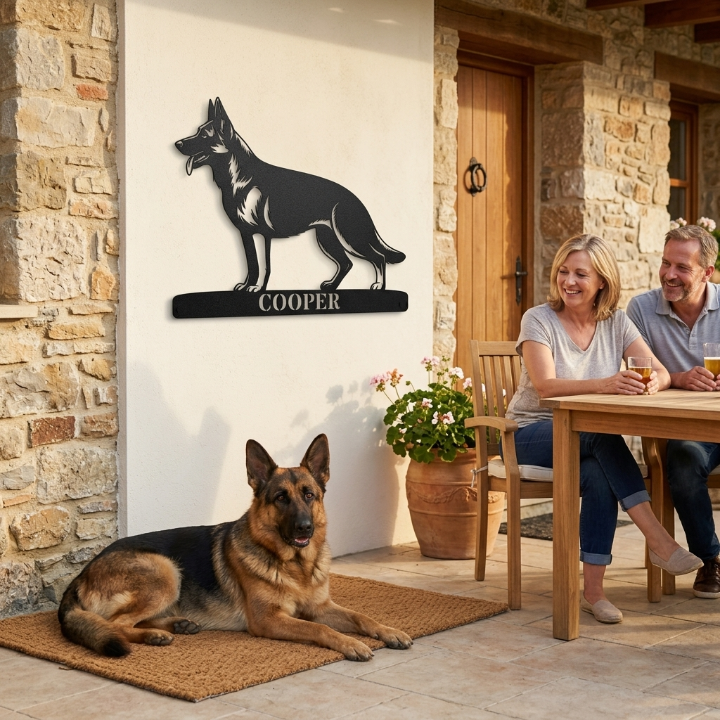 Personalized German Shepherd Name Metal Sign Gift. Custom Dog Owner Wall Decor Display