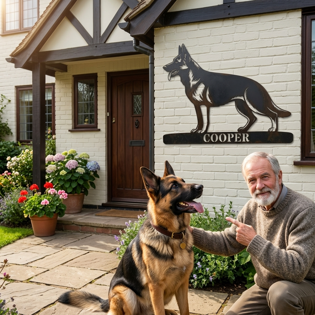 Personalized German Shepherd Name Metal Sign Gift. Custom Dog Owner Wall Decor Display