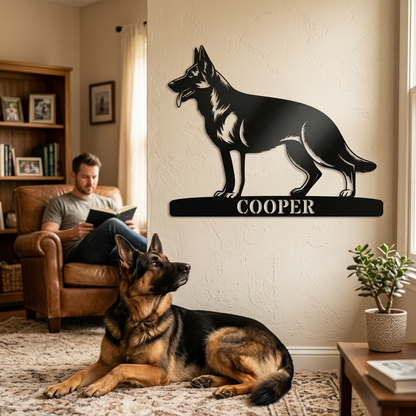 Personalized German Shepherd Name Metal Sign Gift. Custom Dog Owner Wall Decor Display