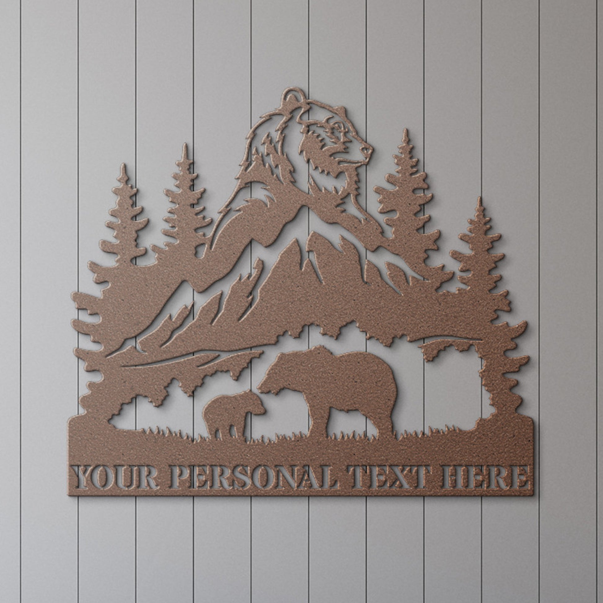 Personalized Mountain Bears Name Metal Sign. Custom Bear Family Wall Hanging Gift. Wildlife Portrait. Bear Lover. Personal Address Sign Gift