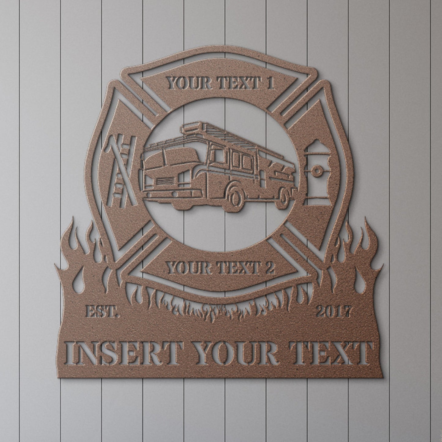 Personalized Firefighter Department Name Metal Sign. Maltese Cross Firetruck. Custom Fireman Wall Hanging. To My Firefighter. Volunteer Gift