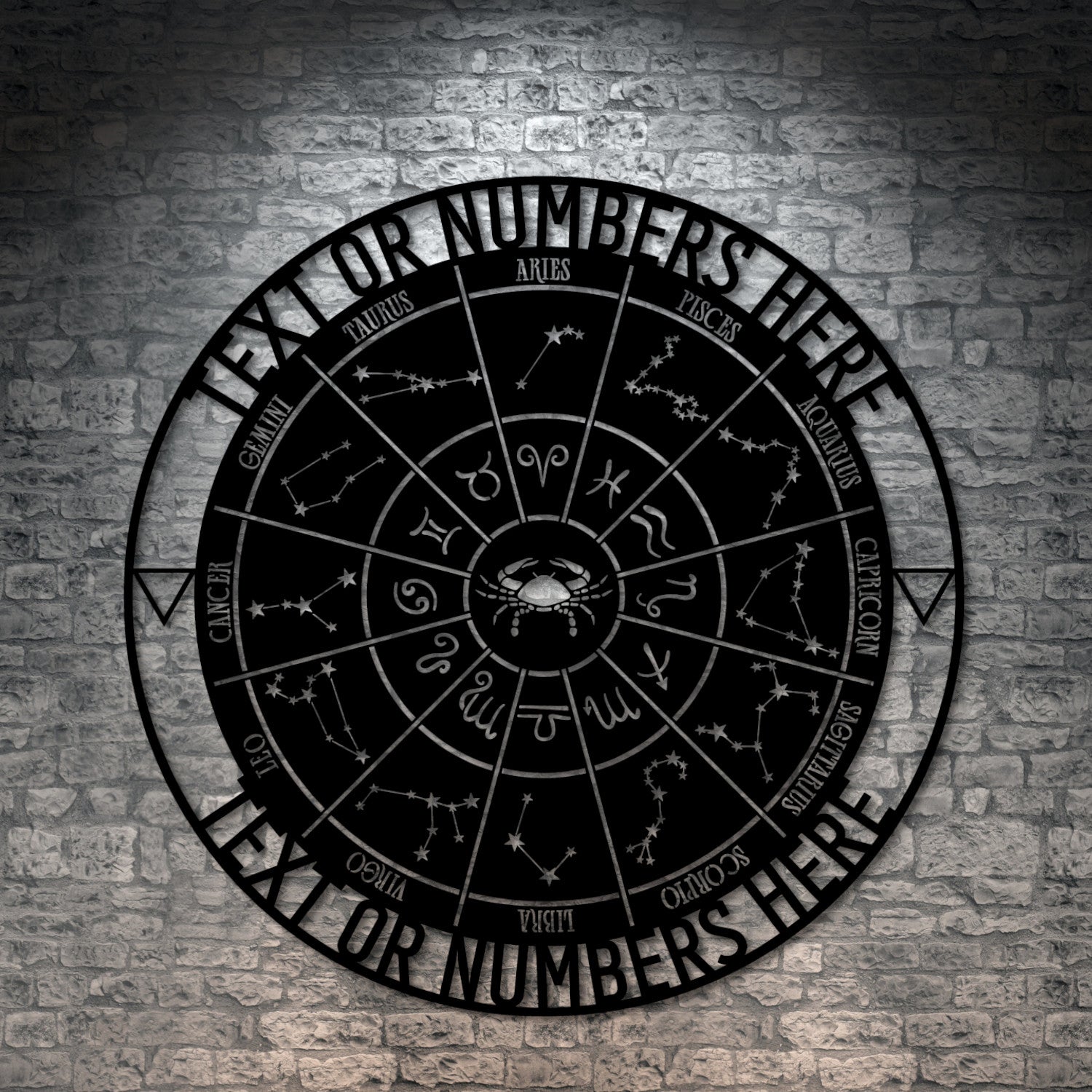 Personalized Cancer Zodiac Wheel Name Metal Sign. Custom Made Astrology Wall Decor. Celestial Gift. Decorative Cancer Star Sign Wall Hanging