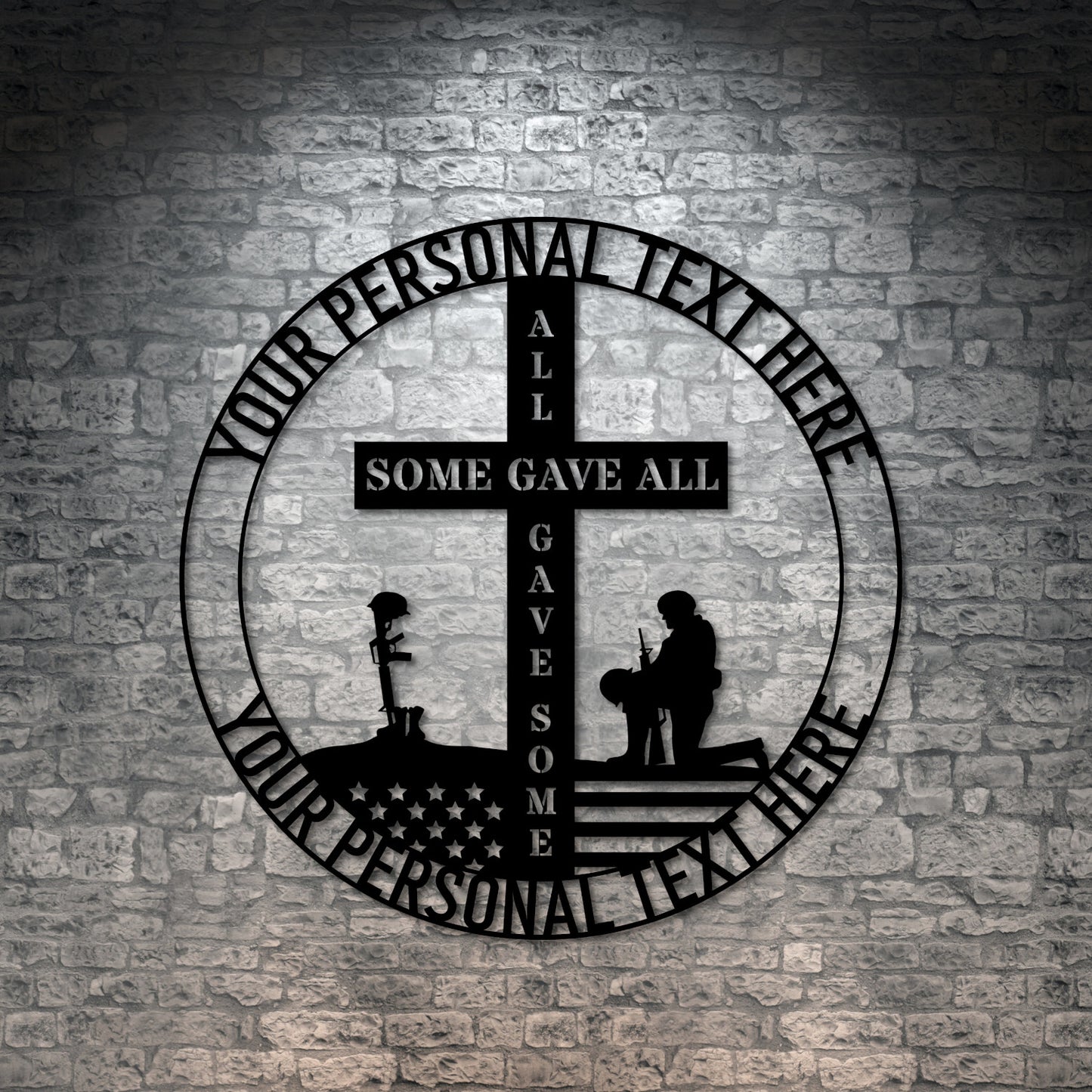 All Gave Some. Some Gave All. Personalized Remembrance Battlefield Cross Metal Sign. Military Memorial Name Gift. Custom Army Veteran Gift