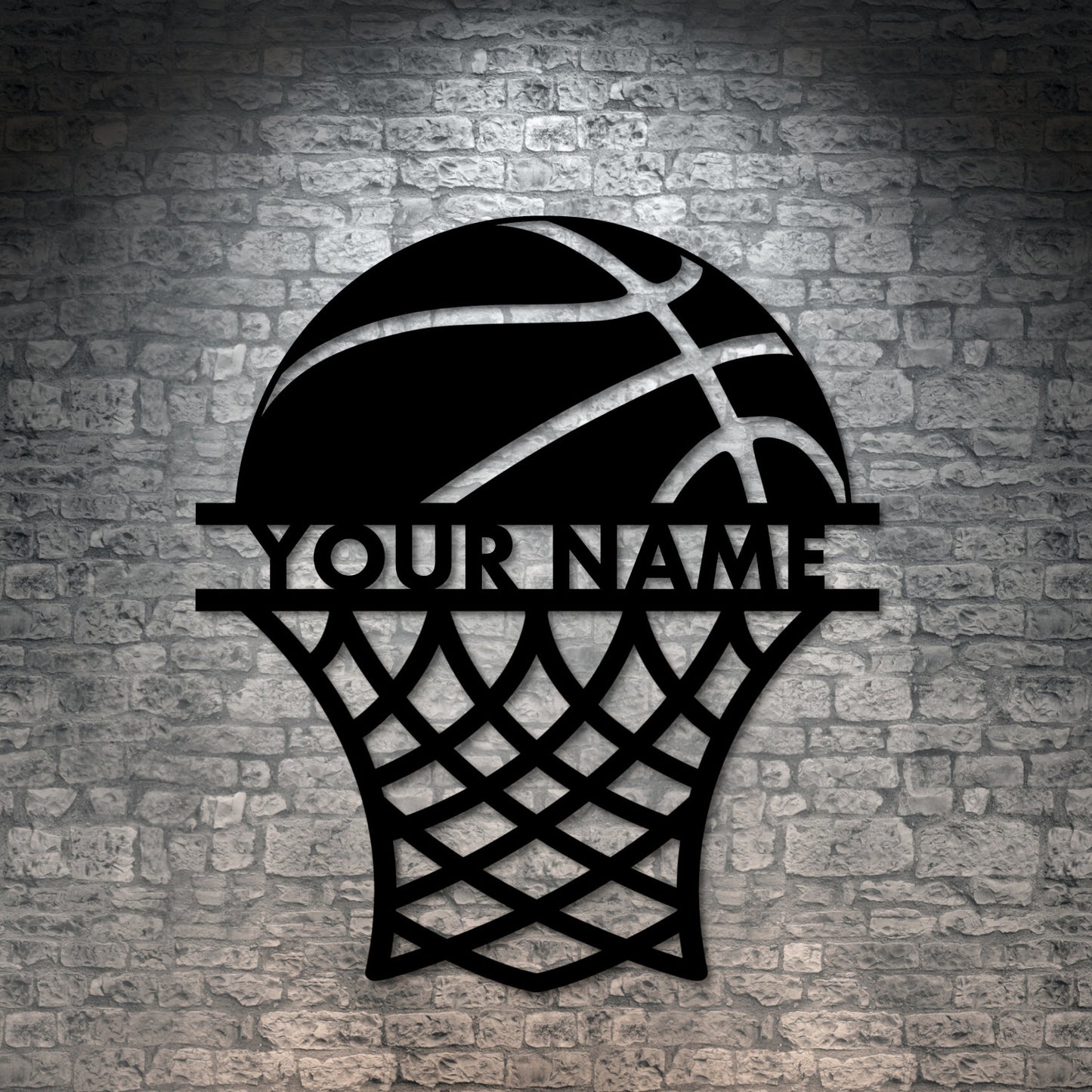 Personalized Basketball And Net Name Metal Sign, Basketball Wall Hanging