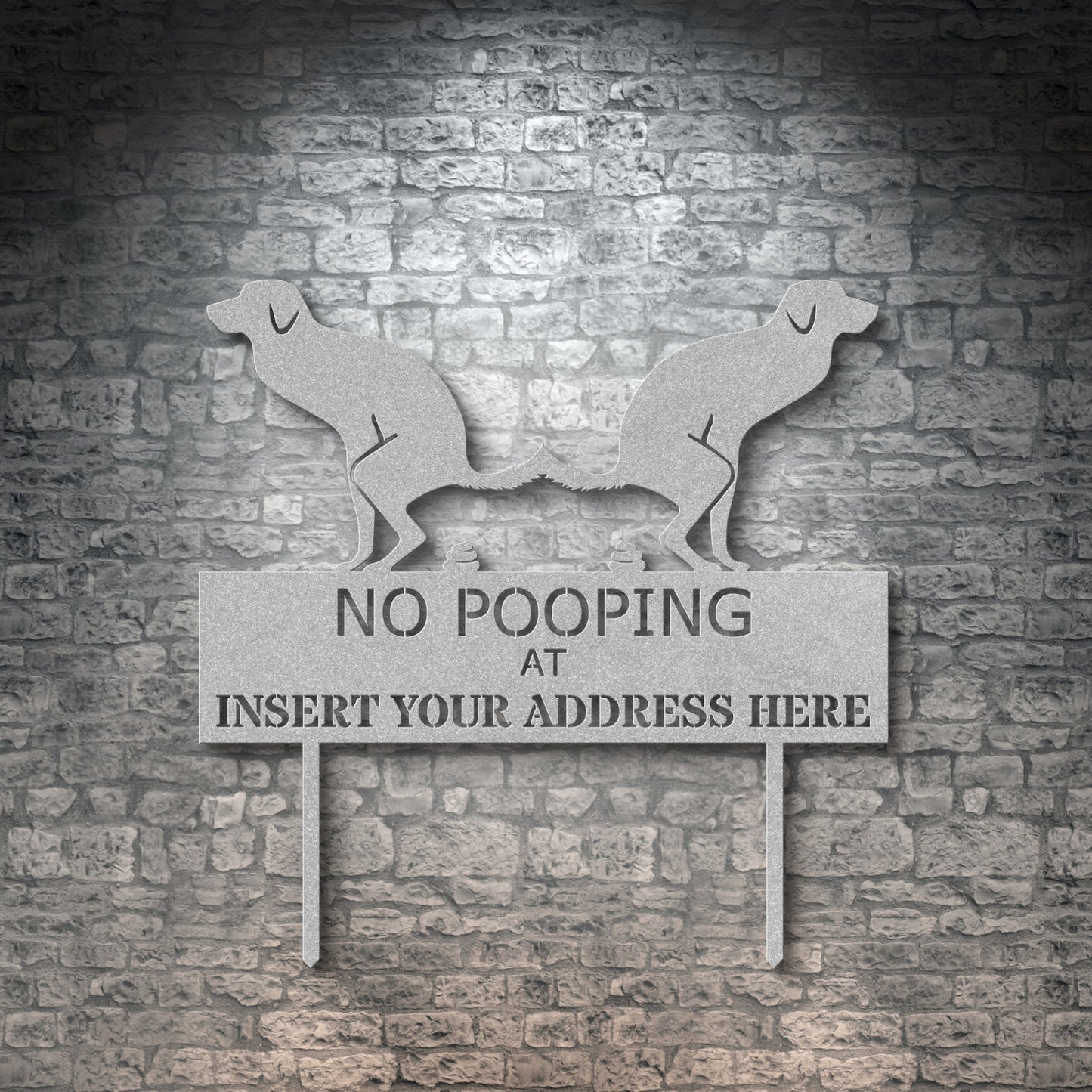 Personalized No Dog Pooping Garden Metal Sign With Your House Address And Number