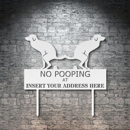 Personalized No Dog Pooping Garden Metal Sign With Your House Address And Number