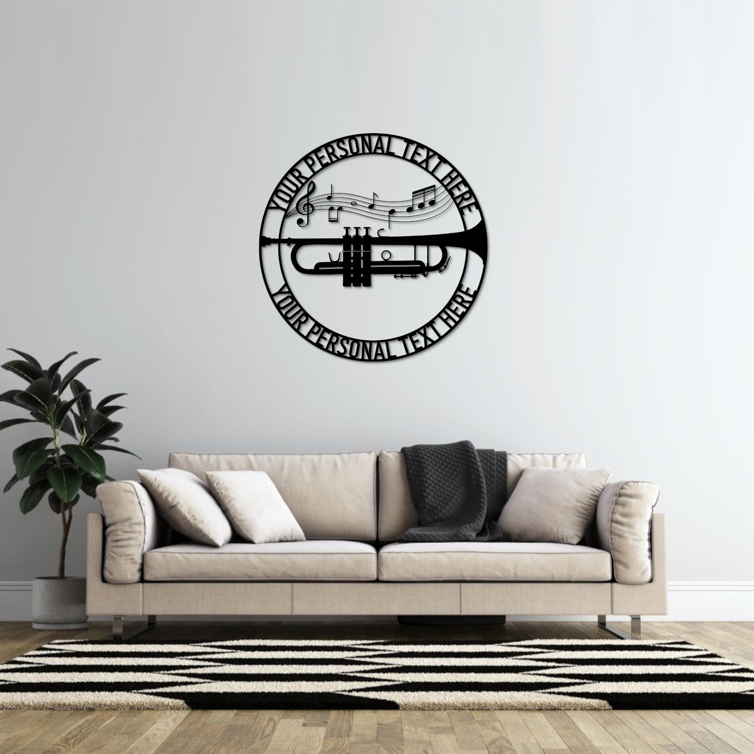 Personalized Trumpet And Notes Name Metal Sign | Trumpet Player Gift | Custom Jazz Player Name Gift | Music Lover Wall Decor | To My Musician | Music Studio Wall Art | Jazz Lover Wall Decor Gift | Customizable Gift For Trumpet Player