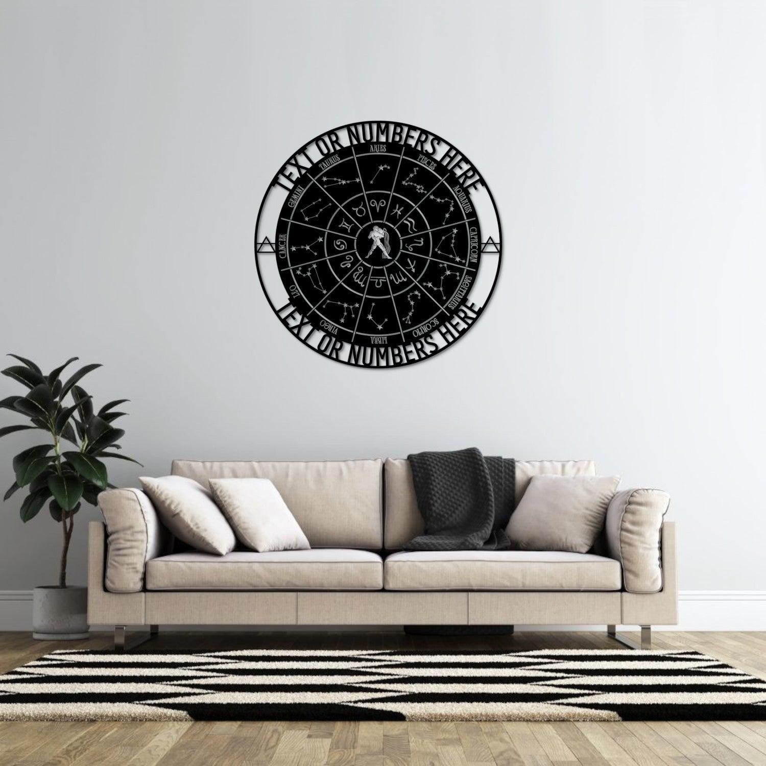 Personalized Aquarius Zodiac Wheel Metal Sign | Custom Made Astrology Wall Decor | Celestial Gifts | Decorative Aquarius Star Sign Hanging
