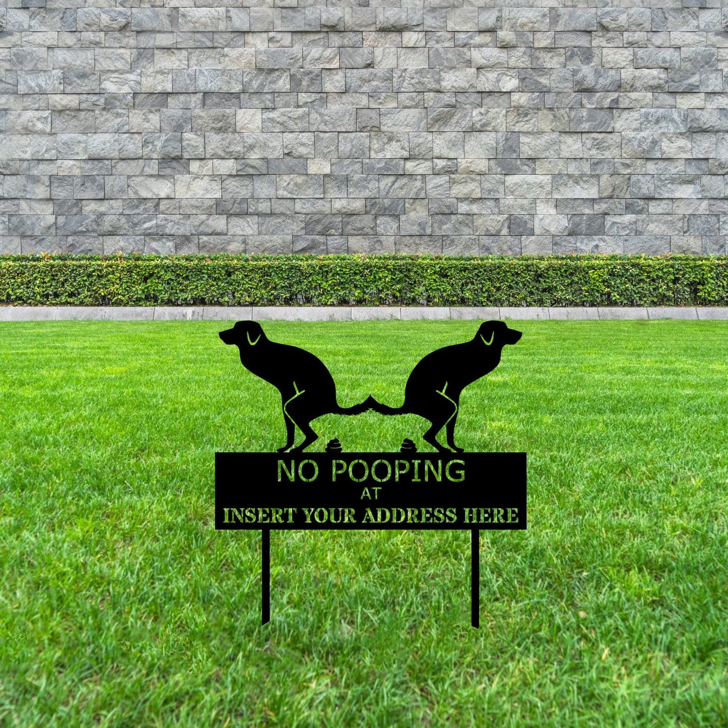 Personalized No Dog Pooping Garden Metal Sign With Your House Address And NumberPersonalized No Dog Pooping Garden Metal Sign With Your House Address And Number