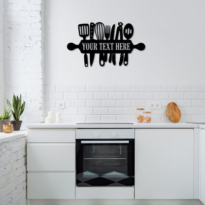 Personalized Kitchen Tools Name Metal Sign Gift. Custom Chef Cooking Wall Decor. Kitchen Chief Decoration. Dining Room Wall Hanging