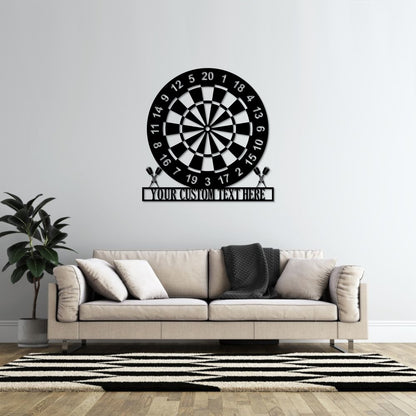 Personalized Dart Board Name Plate Metal Sign. Customized Dart Lover Home Decor. Custom Dart Player Sign Art. Gamesroom Essential Name Gifts