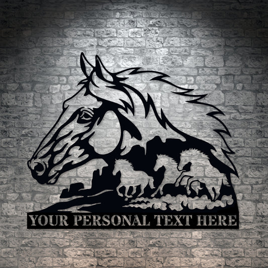 Personalized Horse Name Black Metal Sign With Your Custom Text
