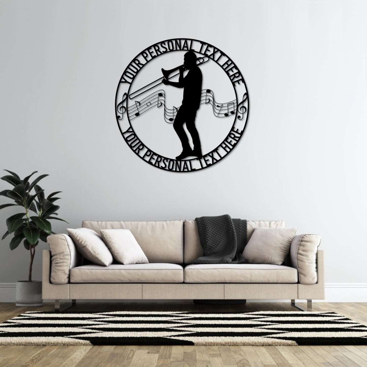 Personalized Trombone Player Name Metal Sign. Music Room Decoration. Custom Jazz Player Name Gift. Music Lover Wall Decor. To My Musician