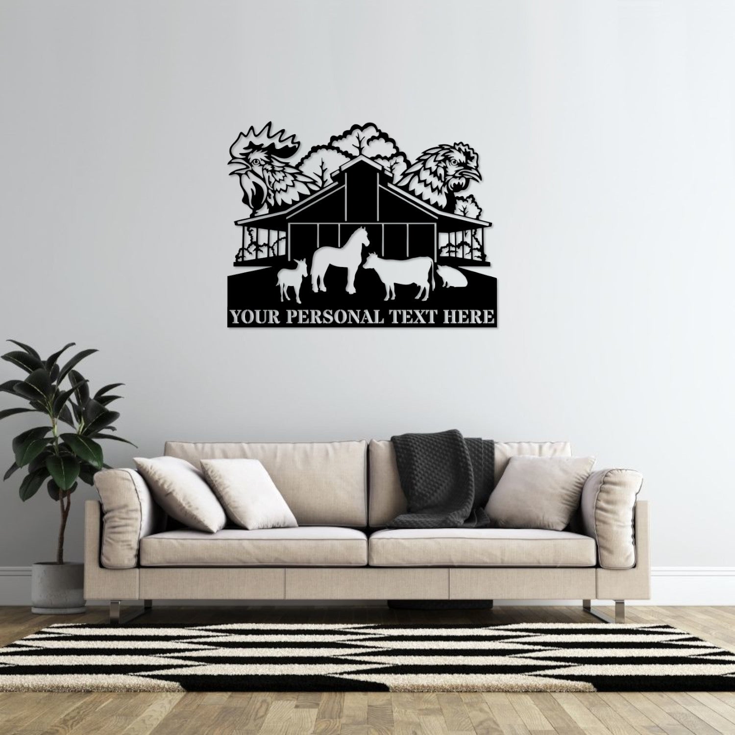 Personalized Nature Wildlife Animal Farmhouse Black Metal Sign