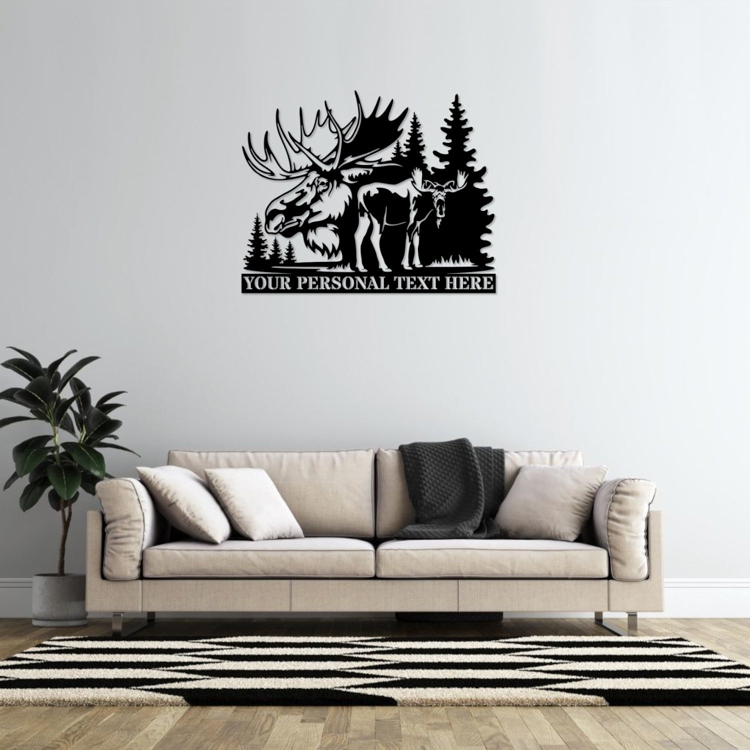 Personalized Moose Forest Name Metal Sign. Custom Wild Animal Wall Decor Gift. Rustic Wildlife Art. Name Address Sign. Moose Wall Hanging
