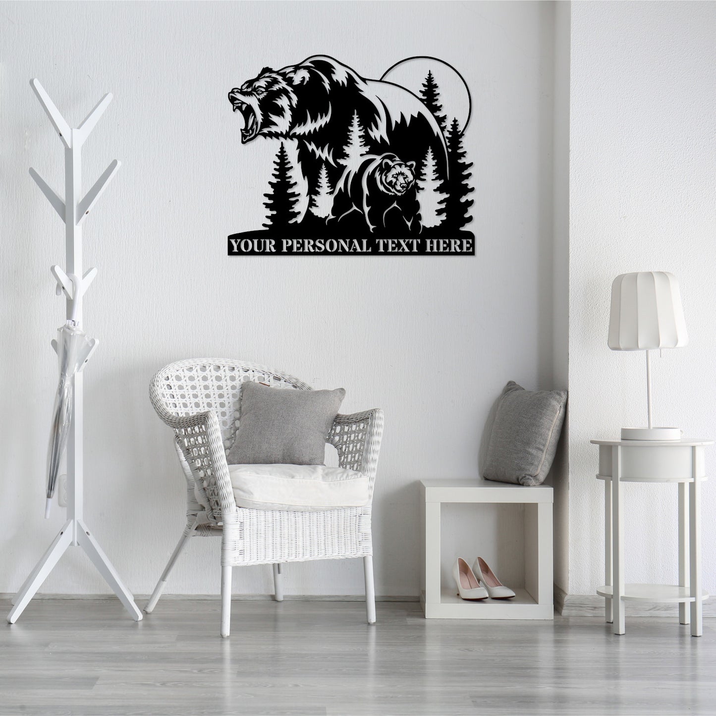 Personalized Nature Wildlife Roaring Bear in nature Black Metal Sign