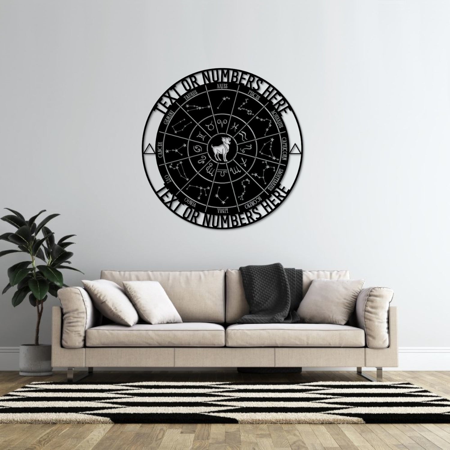 Personalized Aries Zodiac Wheel Name Metal Sign. Custom Astrology Date Wall Decor. Celestial Gifts. Decorative Aries Star Sign Wall Hanging