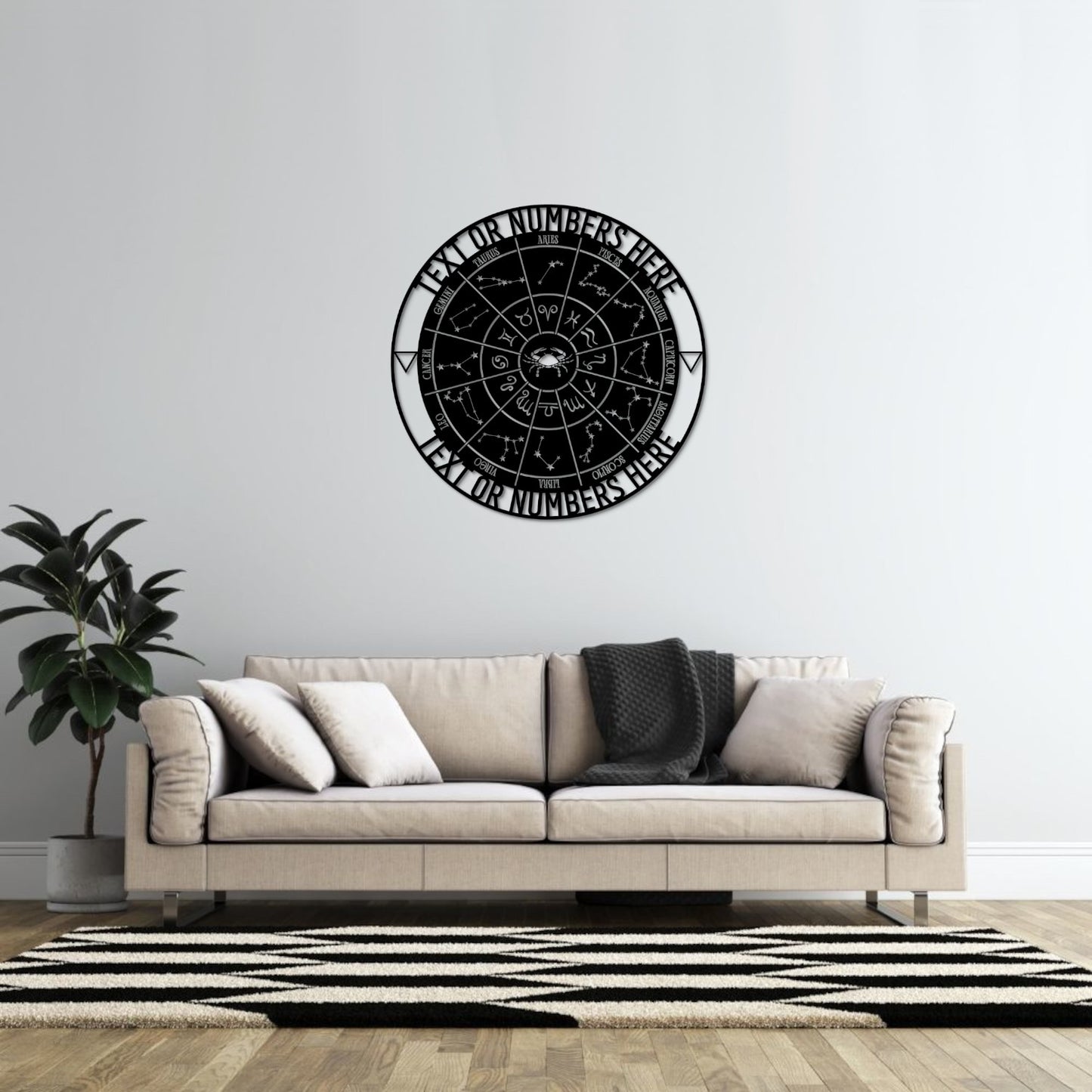 Personalized Cancer Zodiac Wheel Name Metal Sign. Custom Made Astrology Wall Decor. Celestial Gift. Decorative Cancer Star Sign Wall Hanging