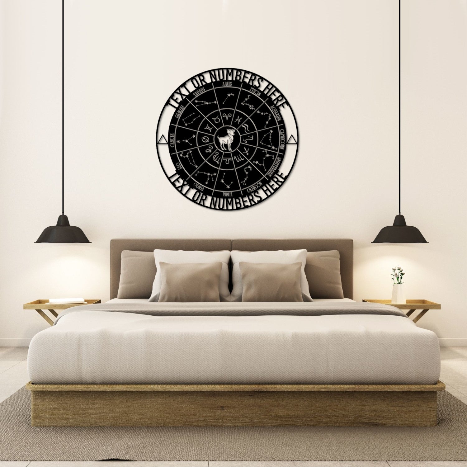 Personalized Aries Zodiac Wheel Name Metal Sign. Custom Astrology Date Wall Decor. Celestial Gifts. Decorative Aries Star Sign Wall Hanging