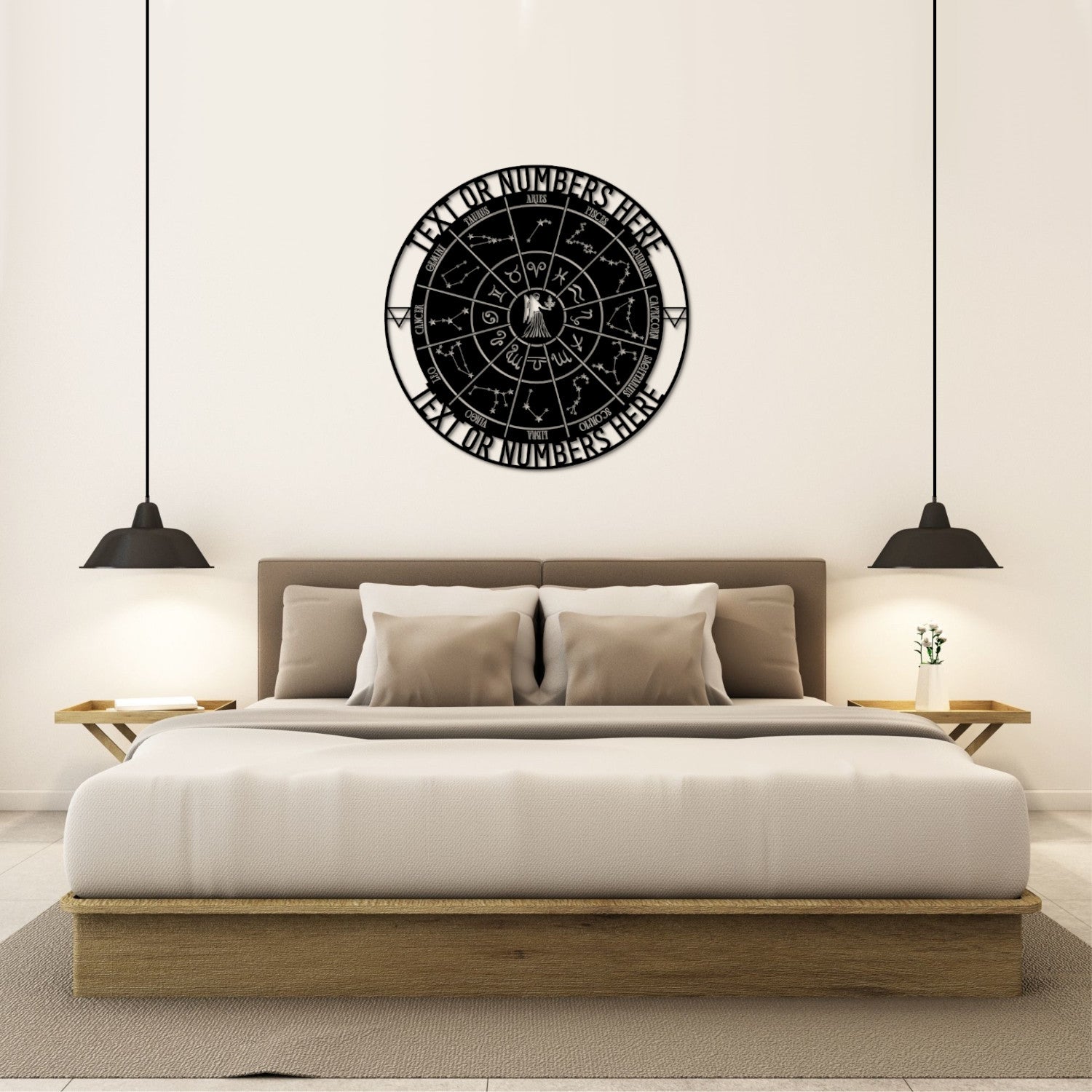 Personalized Virgo Zodiac Wheel Name Metal Sign | Custom Made Astrology Wall Decor | Celestial Gifts | Decorative Virgo Star Sign Hanging