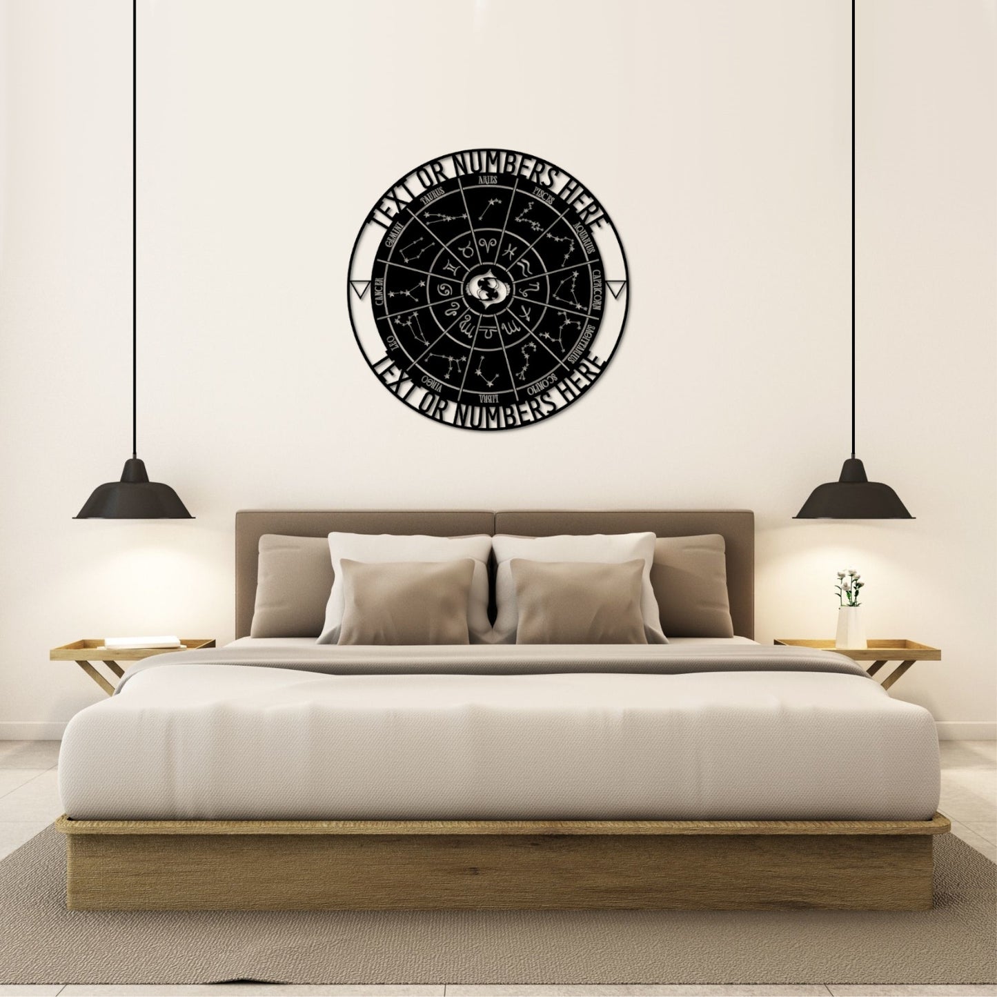 Personalized Pisces Zodiac Wheel Name Metal Sign | Custom Made Astrology Wall Decor | Celestial Gifts | Decorative Pisces Star Sign Hanging